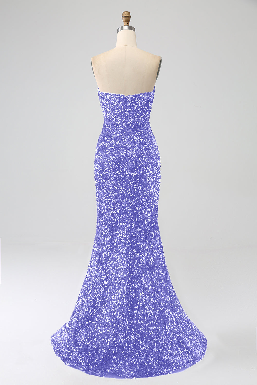 Royal Blue Mermaid Strapless Sequins Long Ball Dress With Slit