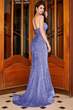 Strapless Sequin Red Mermaid Long Ball Dress