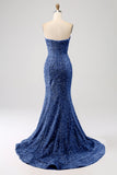 Golden Mermaid Sweetheart Sweep Train Ball Dress With Sequins