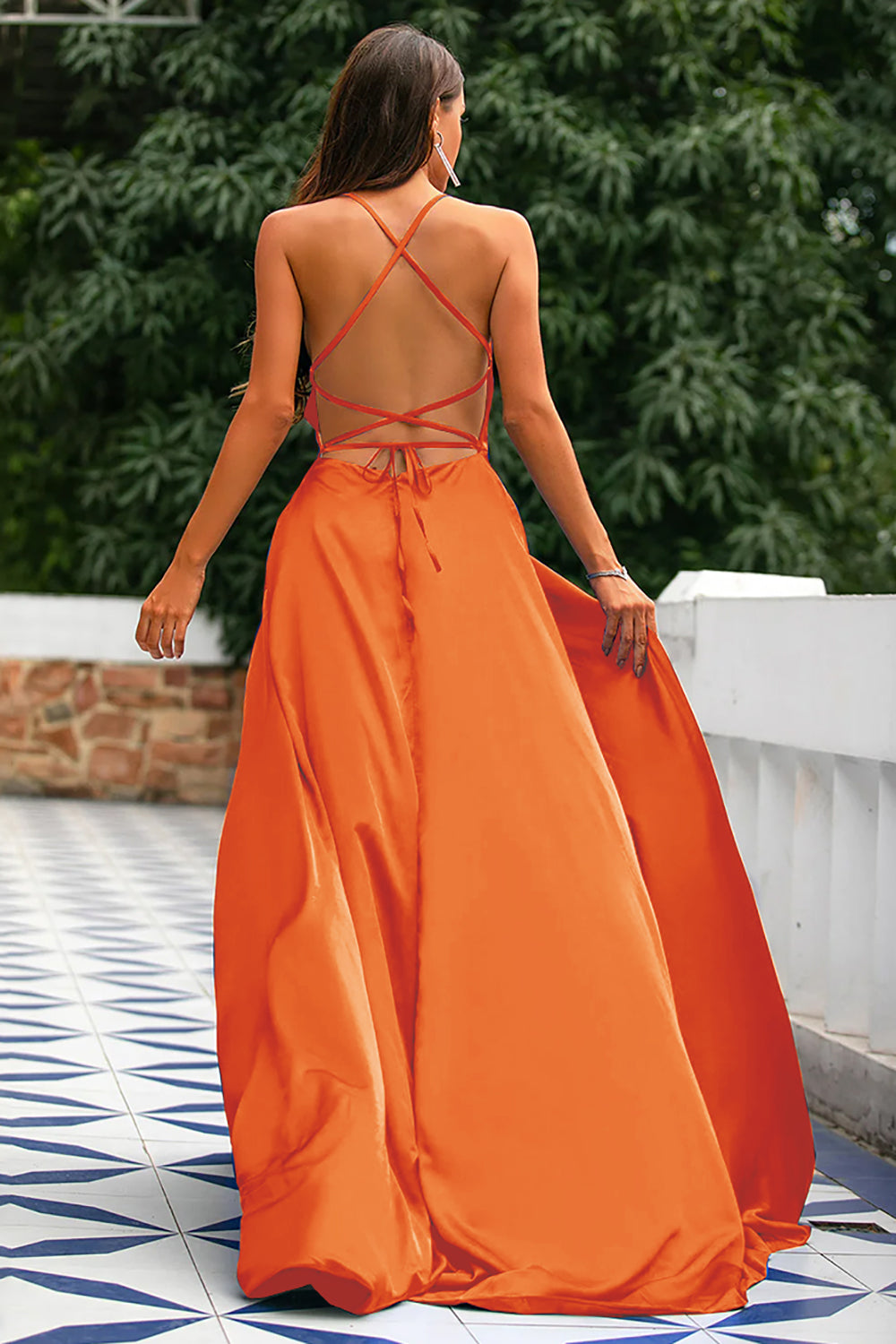 Royal Blue A-Line Spaghetti Straps Backless Long Satin Ball Dress with Slit