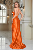 Fuchsia Mermaid Spaghetti Straps Long Ball Dress With Slit