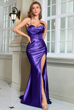 Dark Green Mermaid Spaghetti Straps Long Ball Dress With Slit