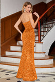 Sparkly Red Mermaid Strapless Sequins Long Ball Dress With Slit
