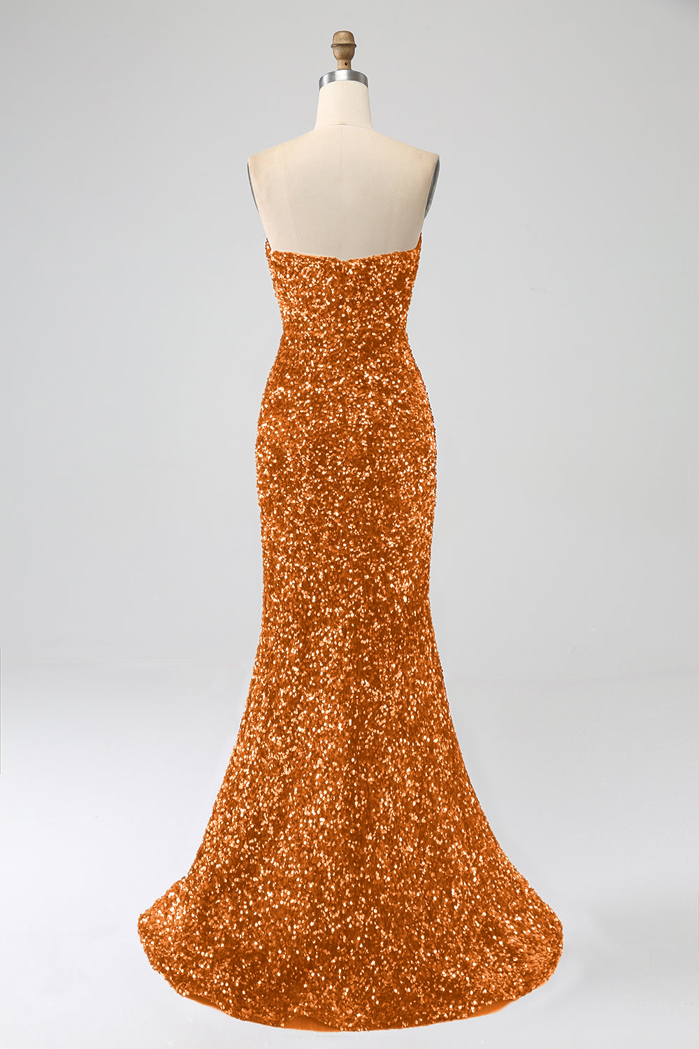 Pink Mermaid Strapless Sequins Long Ball Dress With Slit