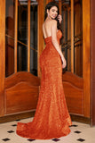 Strapless Sequin Red Mermaid Long Ball Dress
