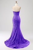 Orange Mermaid Sweetheart Sweep Train Ball Dress With Sequins