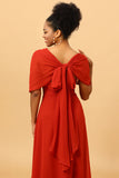 Rust Red Convertible Chiffon Long Bridesmaid Dress