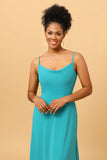 Jade Spaghetti Straps Long Chiffon Bridesmaid Dress
