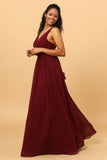 Cabernet  A-line Long Chiffon Bridesmaid Dress