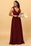 Cabernet  A-line Long Chiffon Bridesmaid Dress