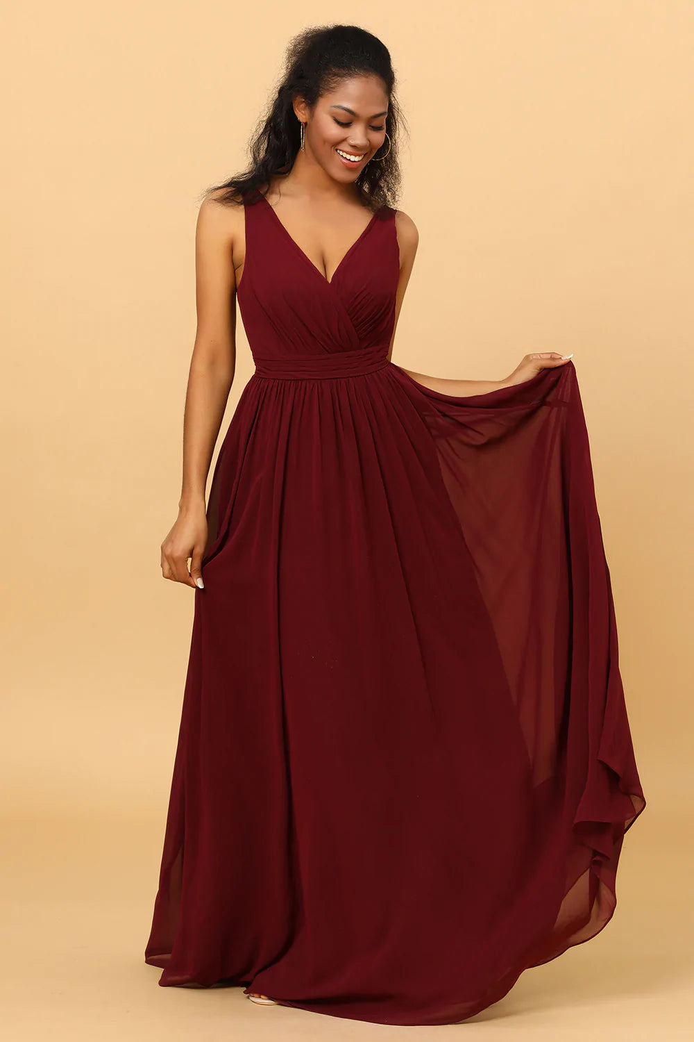 Cabernet  A-line Long Chiffon Bridesmaid Dress