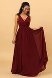 Cabernet  A-line Long Chiffon Bridesmaid Dress