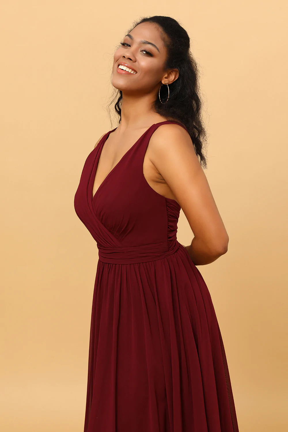 Cabernet  A-line Long Chiffon Bridesmaid Dress