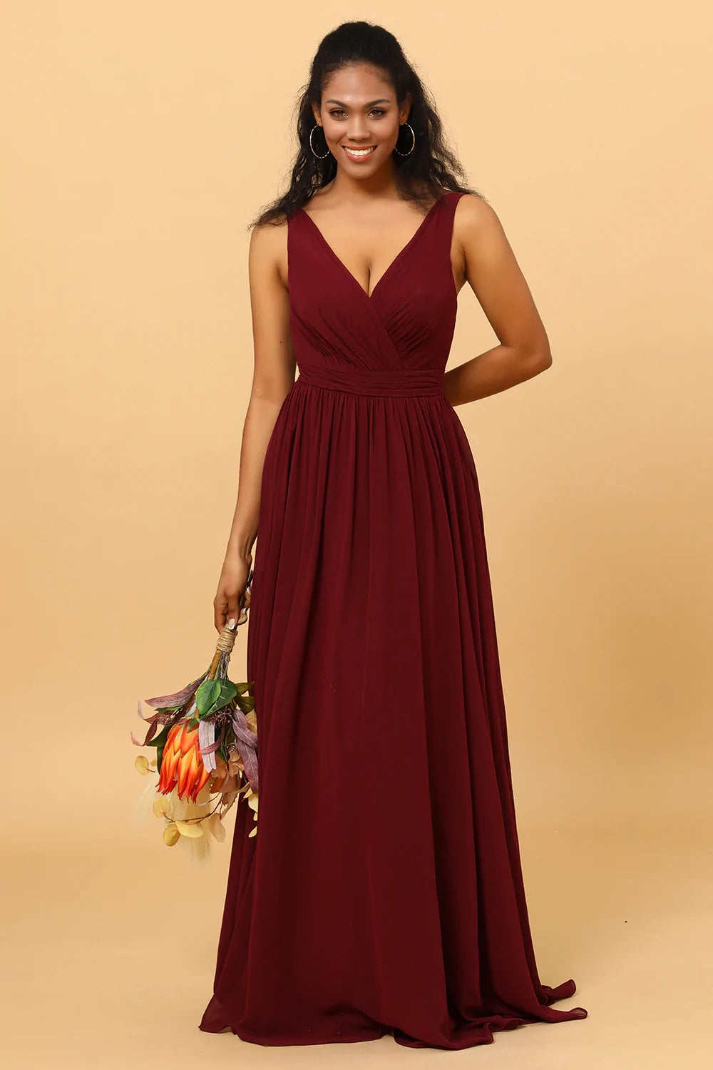 chiffon bridesmaid dresses burgundy ZAPAKA Women Dress A-line V-neck Wedding Party Dress – ZAPAKA NZ Lenago Maxi Dresses for ensuring all eyes are Scoop Neckline Mermaid Trumpet Bridal Gown Wedding Dress Color:White/Navy Print