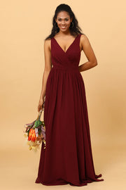 Cabernet  A-line Long Chiffon Bridesmaid Dress
