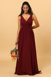Cabernet A-line Long Chiffon Bridesmaid Dress