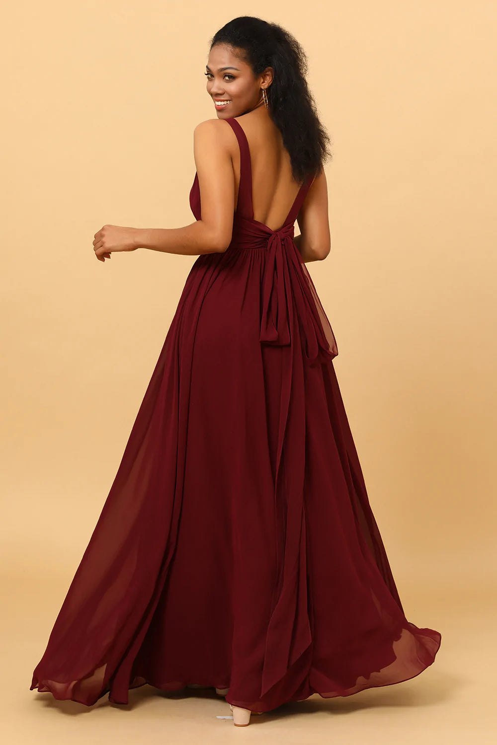 Cabernet  A-line Long Chiffon Bridesmaid Dress