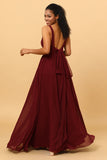 Cabernet  A-line Long Chiffon Bridesmaid Dress