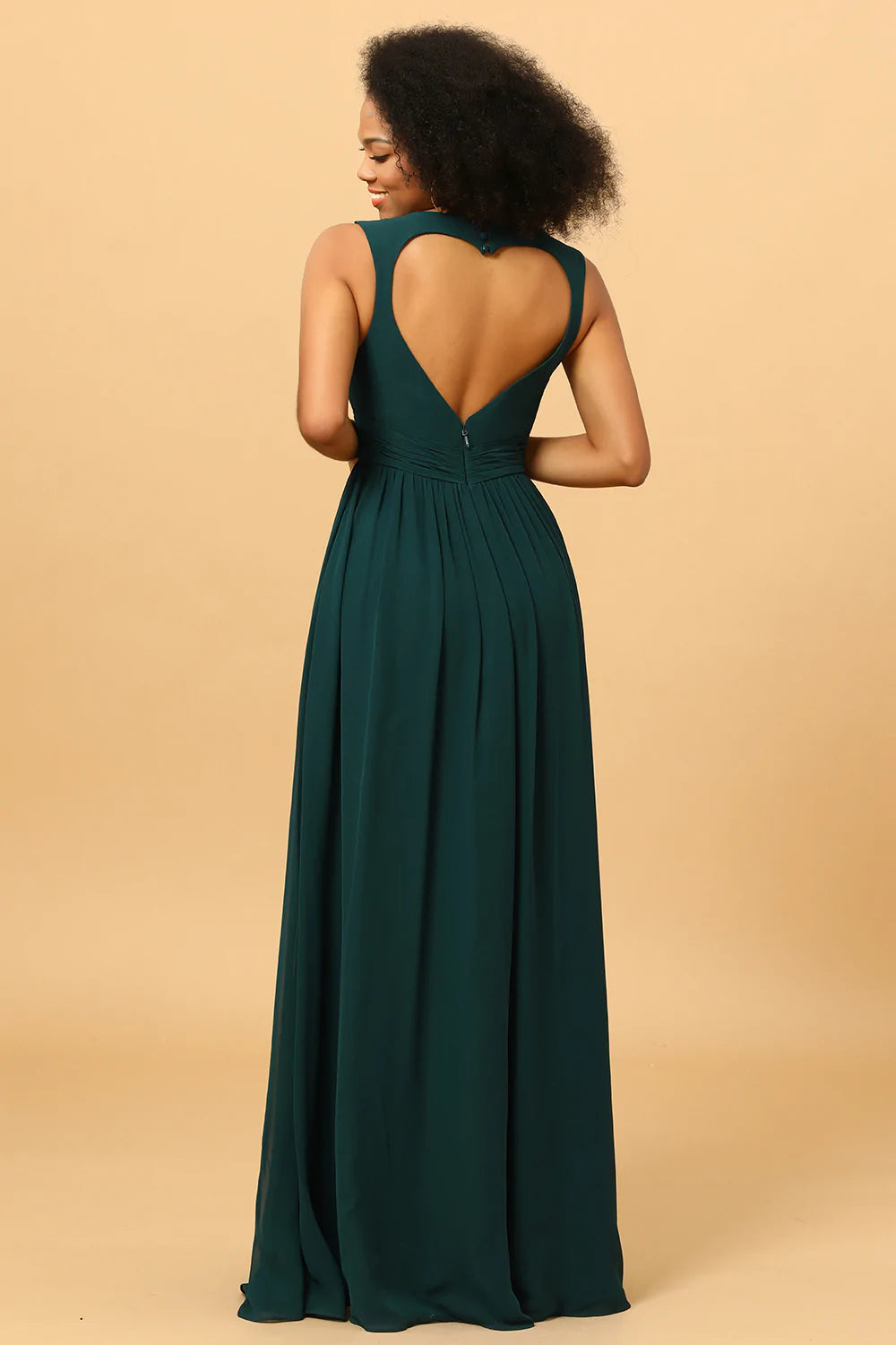 Chiffon Sweetheart Pine Bridesmaid Dress with Ruffles