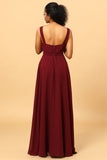 Cabernet Long Chiffon Chiffon Bridesmaid Dress with Slit