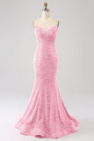 Orange Mermaid Sweetheart Sweep Train Ball Dress With Sequins