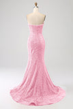 Orange Mermaid Sweetheart Sweep Train Ball Dress With Sequins