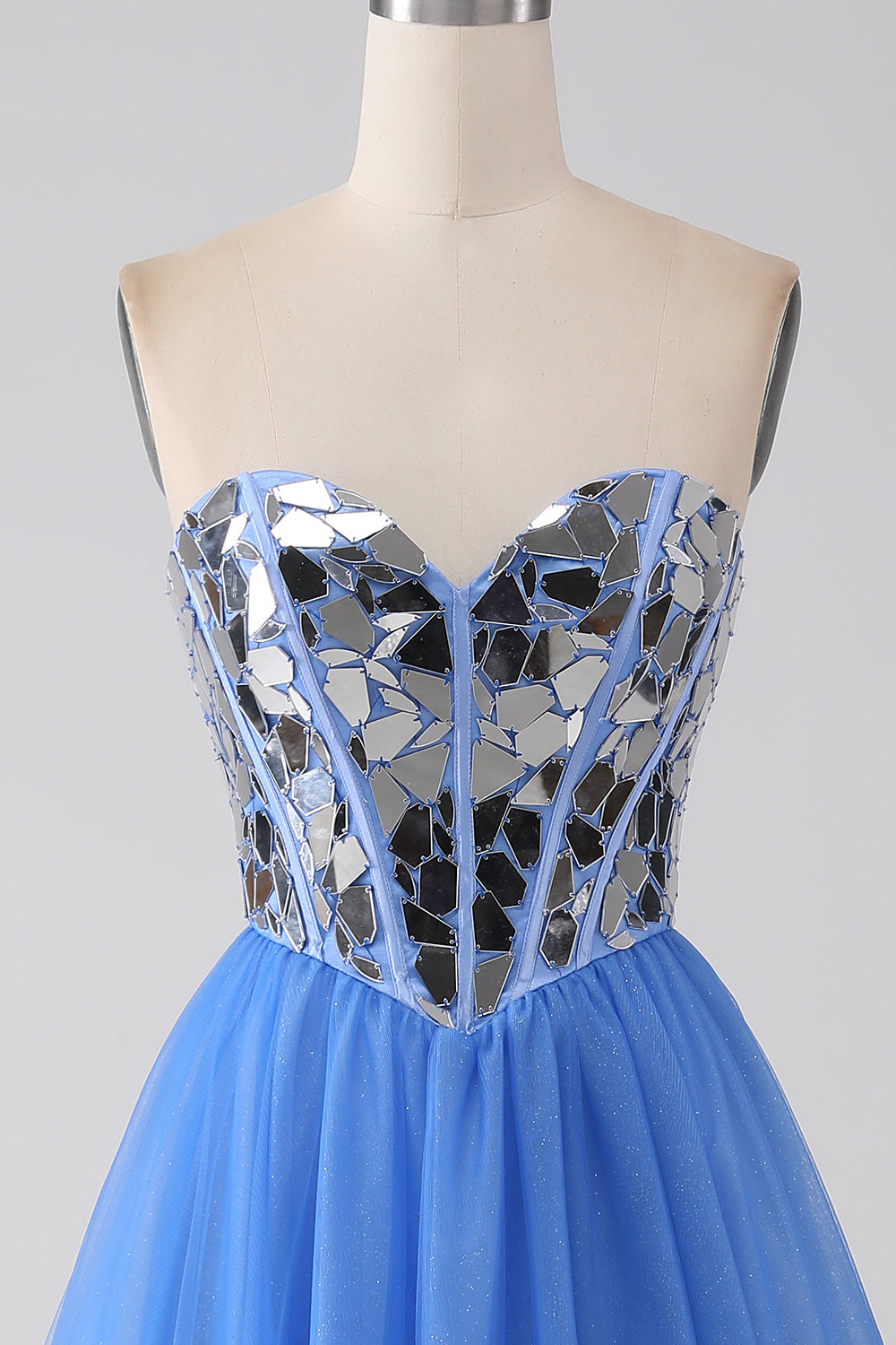 A-Line Sweetheart Mirror Royal Blue Ball Dress