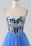 A-Line Sweetheart Mirror Royal Blue Ball Dress
