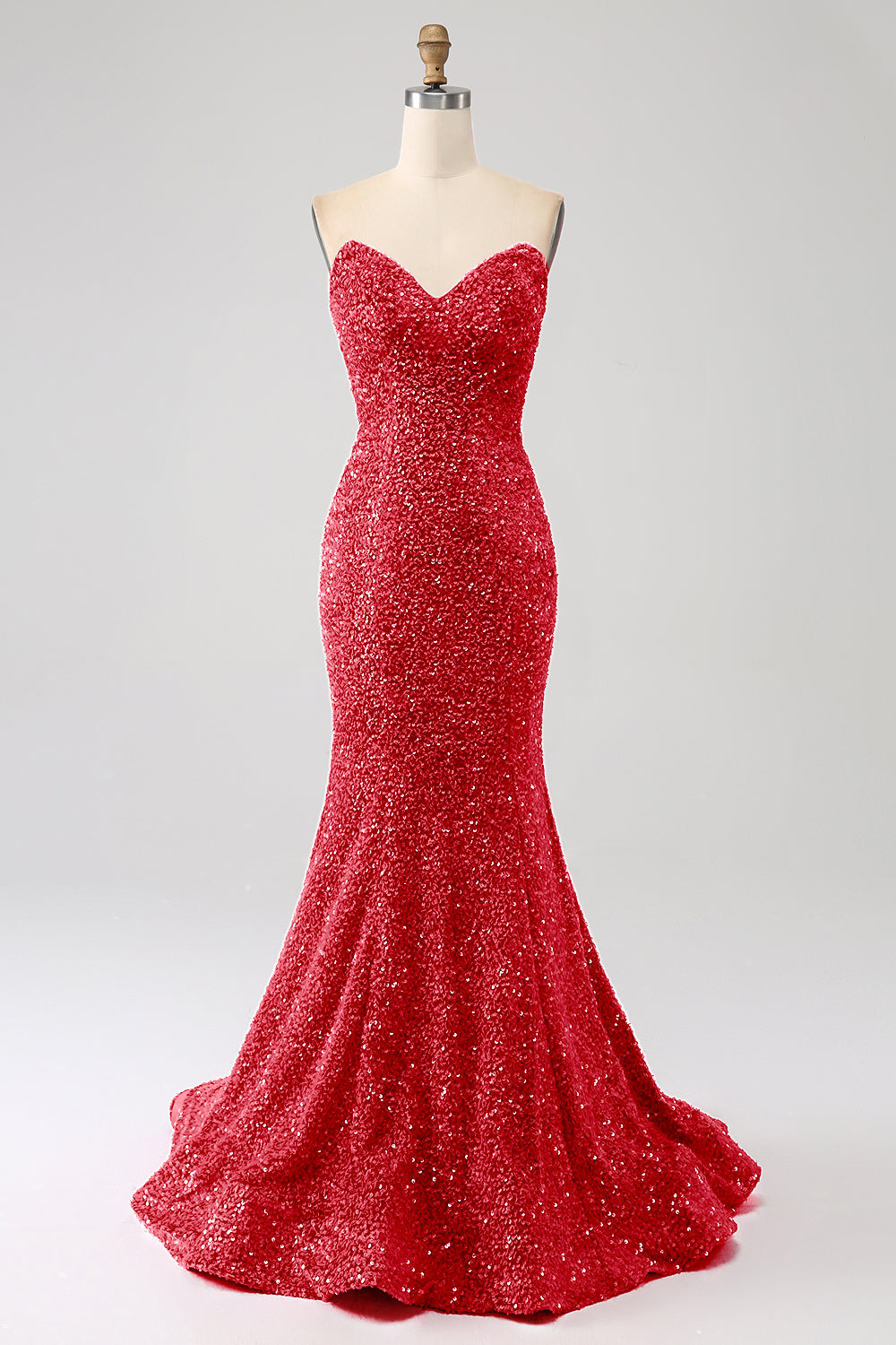 Orange Mermaid Sweetheart Sweep Train Ball Dress With Sequins