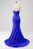 Orange Mermaid Sweetheart Sweep Train Ball Dress With Sequins