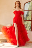 Red Off-the-Shoulder Ball Dress
