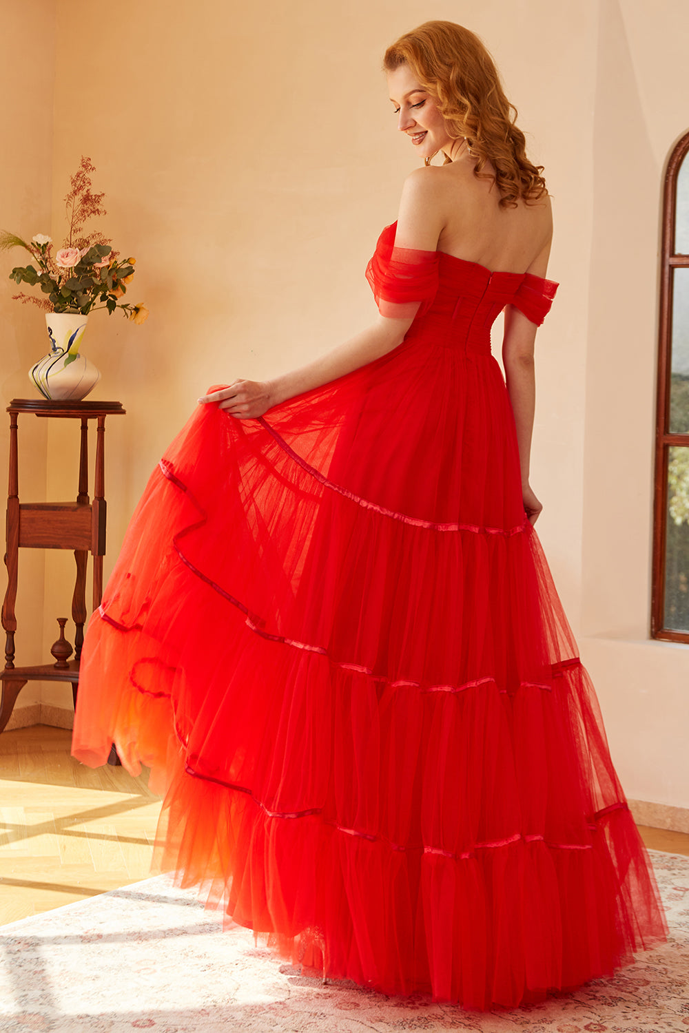 Red Off-the-Shoulder Ball Dress