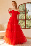 Red Off-the-Shoulder Ball Dress