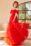 Red Off-the-Shoulder Ball Dress