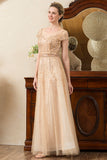 Golden A Line Beaded Mother of Bride Dress