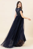 Sparkly Dark Grey Beaded Long Ball Dress
