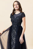 Sparkly Dark Grey Beaded Long Ball Dress