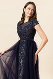 Sparkly Dark Grey Beaded Long Ball Dress