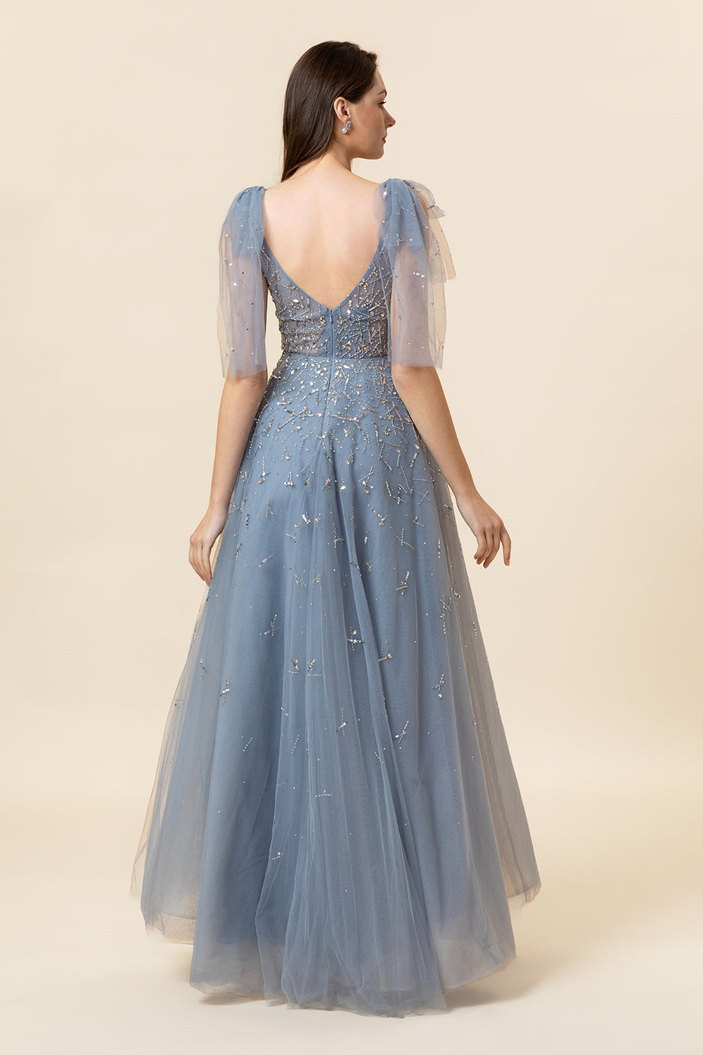 Sparkly Yellow Beaded A-Line Floor Length Ball Dress