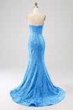 Orange Mermaid Sweetheart Sweep Train Ball Dress With Sequins