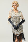 1920s Black Flower Sequin Women Cape