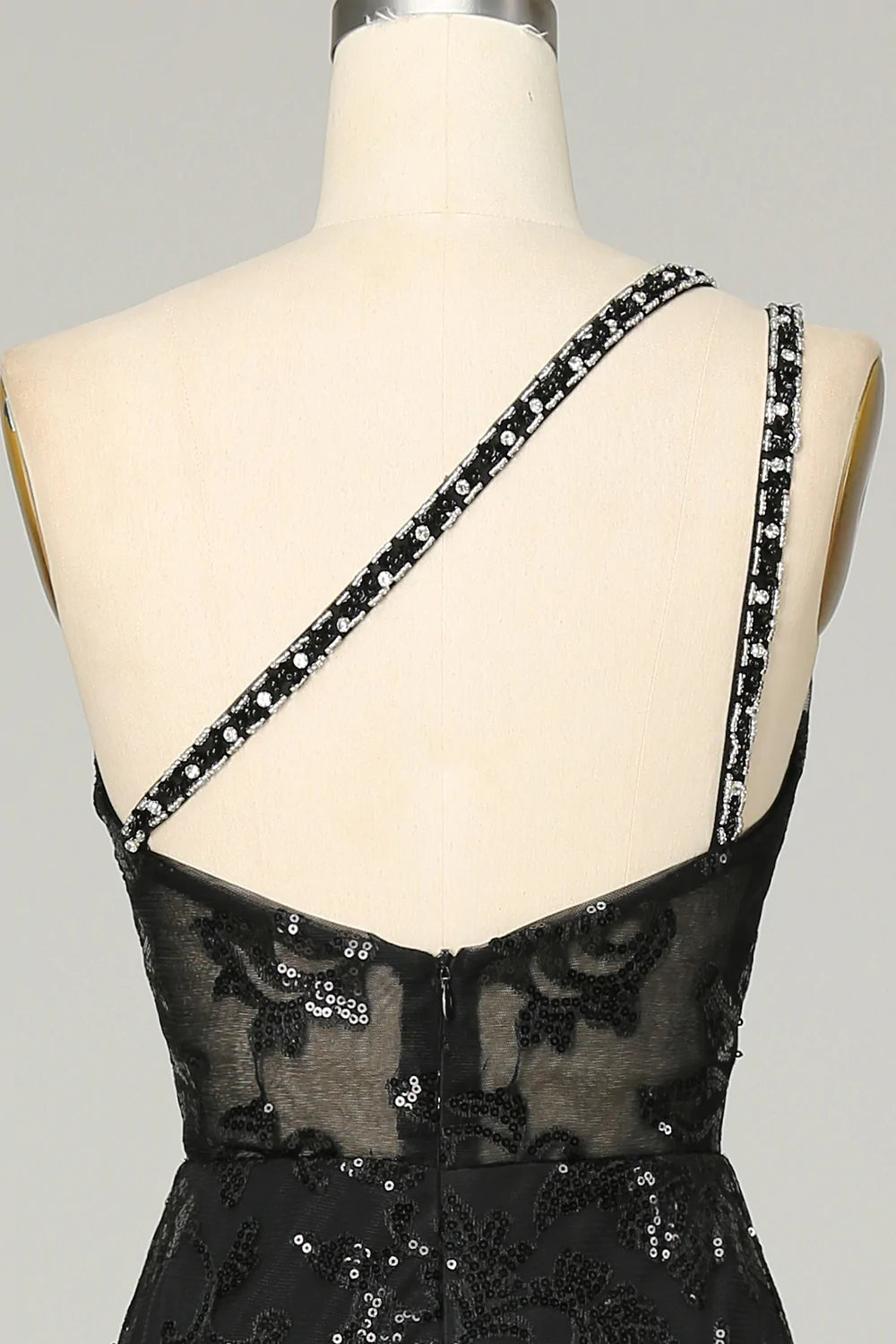 Black Sheath One Shoulder Backless Lace Long Ball Dress