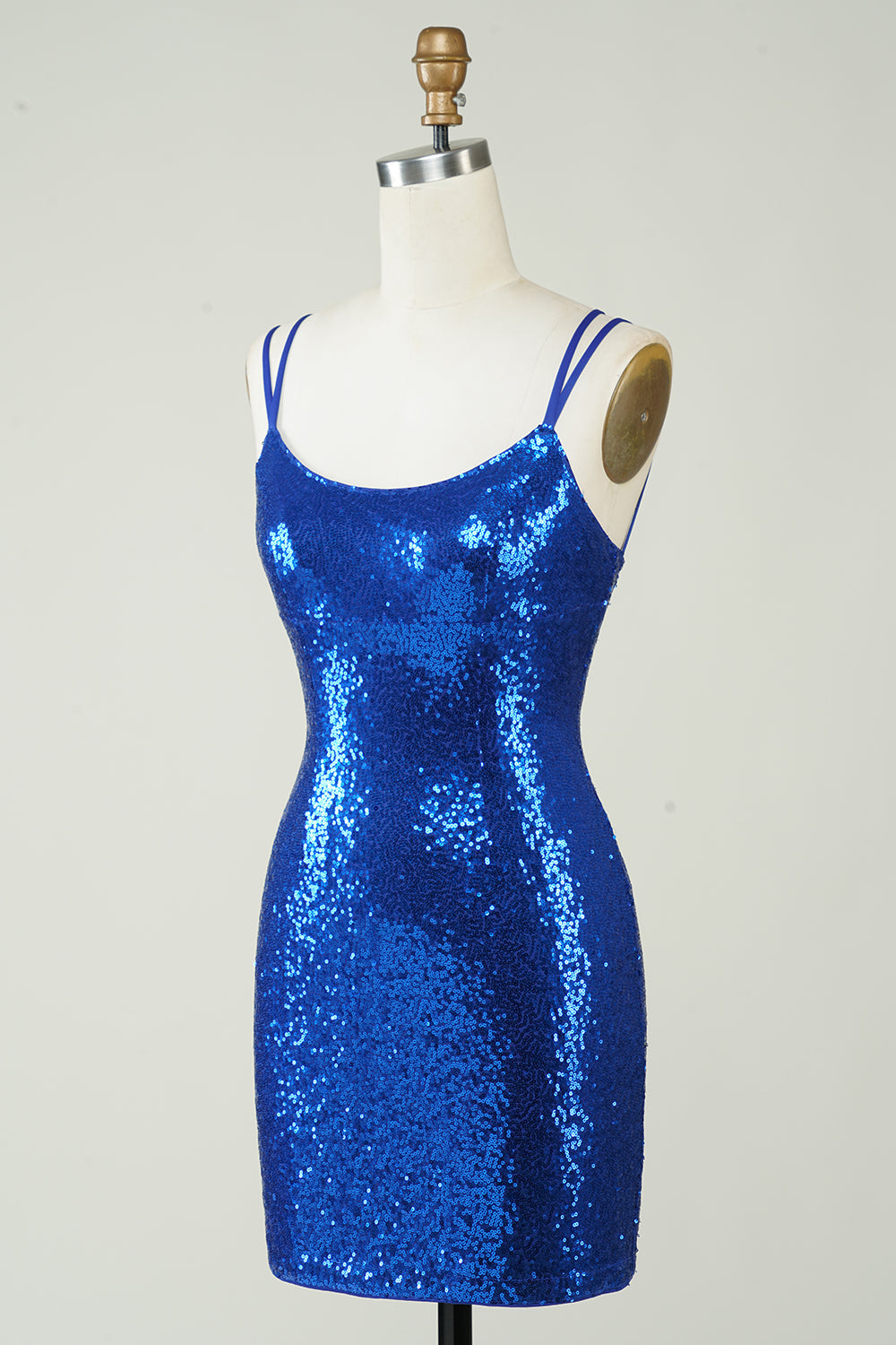 Royal Blue Tight Sequins Backless Cocktail Dress