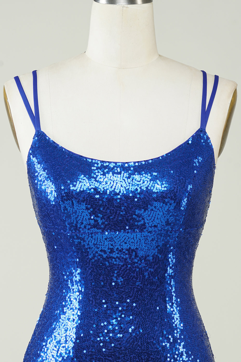 Royal Blue Tight Sequins Backless Cocktail Dress
