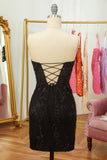Tight Sweetheart Purple Short Cocktail Dress with Appliques