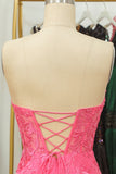 Tight Pink Short Cocktail Party Dress with Appliques