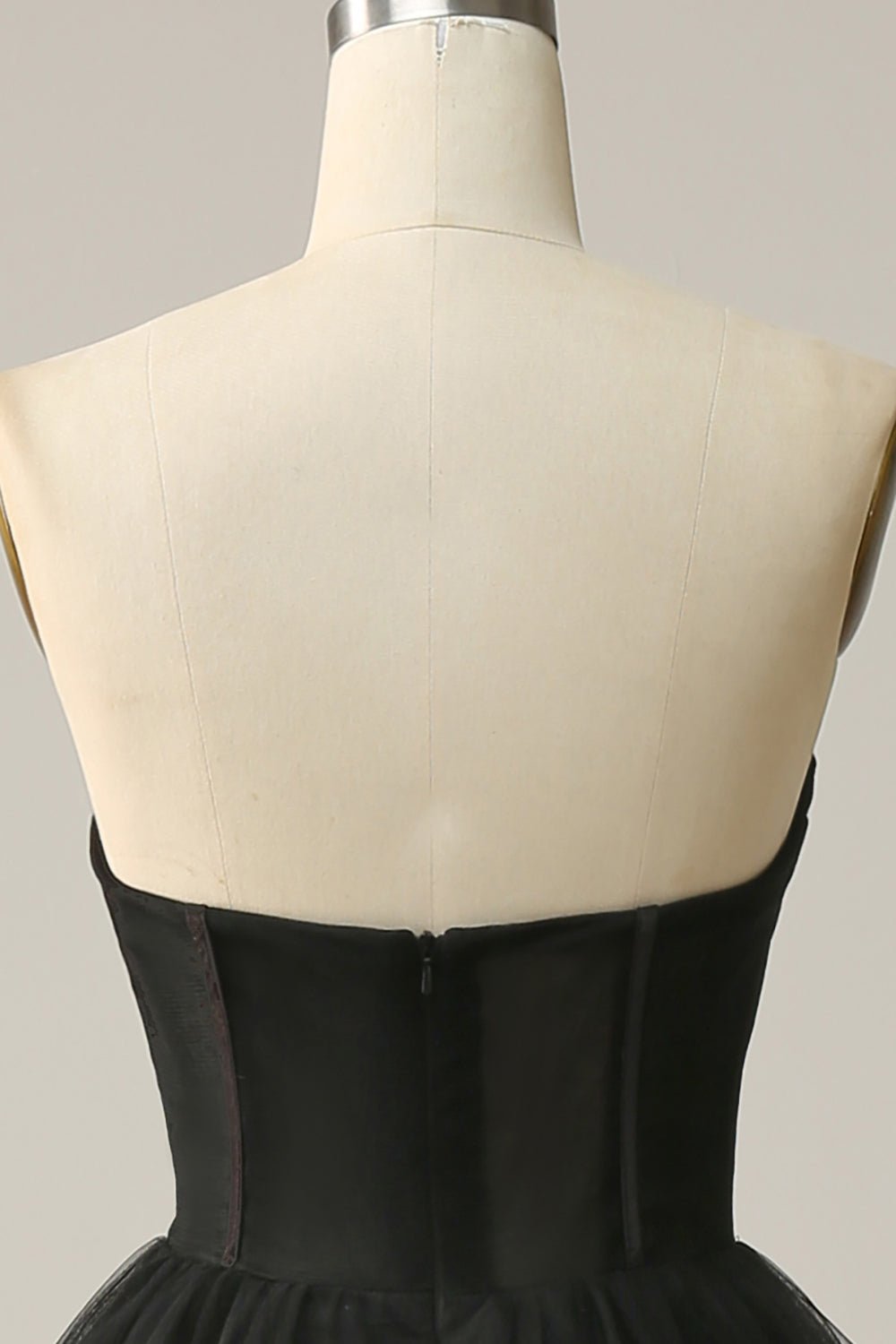 A Line Sweetheart Black Corset Ball Dress with Ruffled
