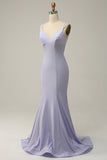Lavender Mermaid Beading Sleeveless Sparkly Ball Dress