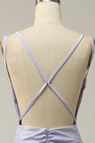 Lavender Mermaid Beading Sleeveless Sparkly Ball Dress