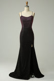 Dark Purple Spaghetti Straps Mermaid Ball Dress with Beading